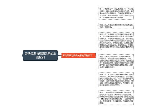 劳动关系与雇佣关系的主要区别