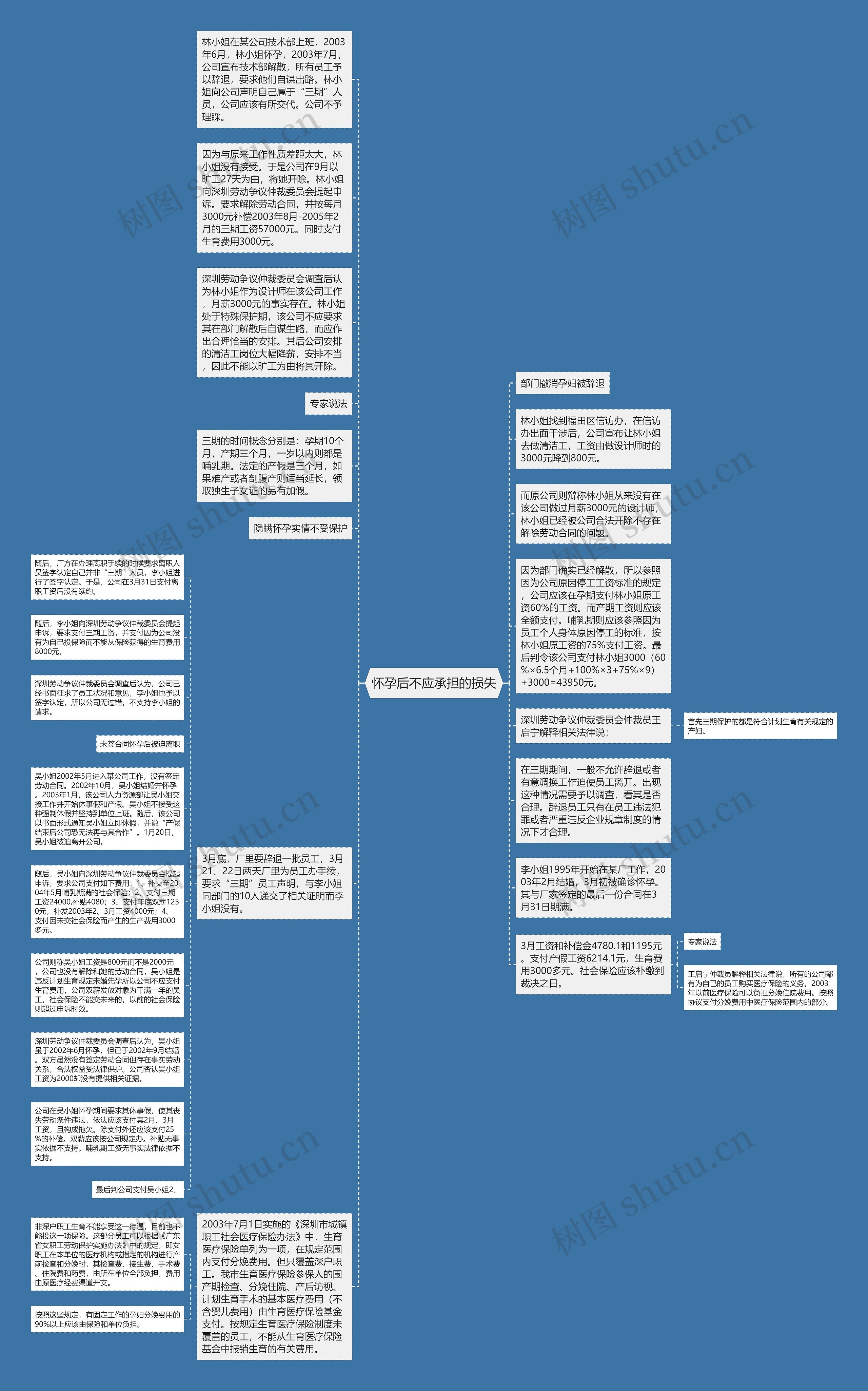怀孕后不应承担的损失思维导图