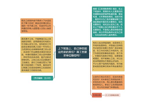 上下班路上，自己摔伤能追究谁的责任？算工伤要求单位赔偿吗？