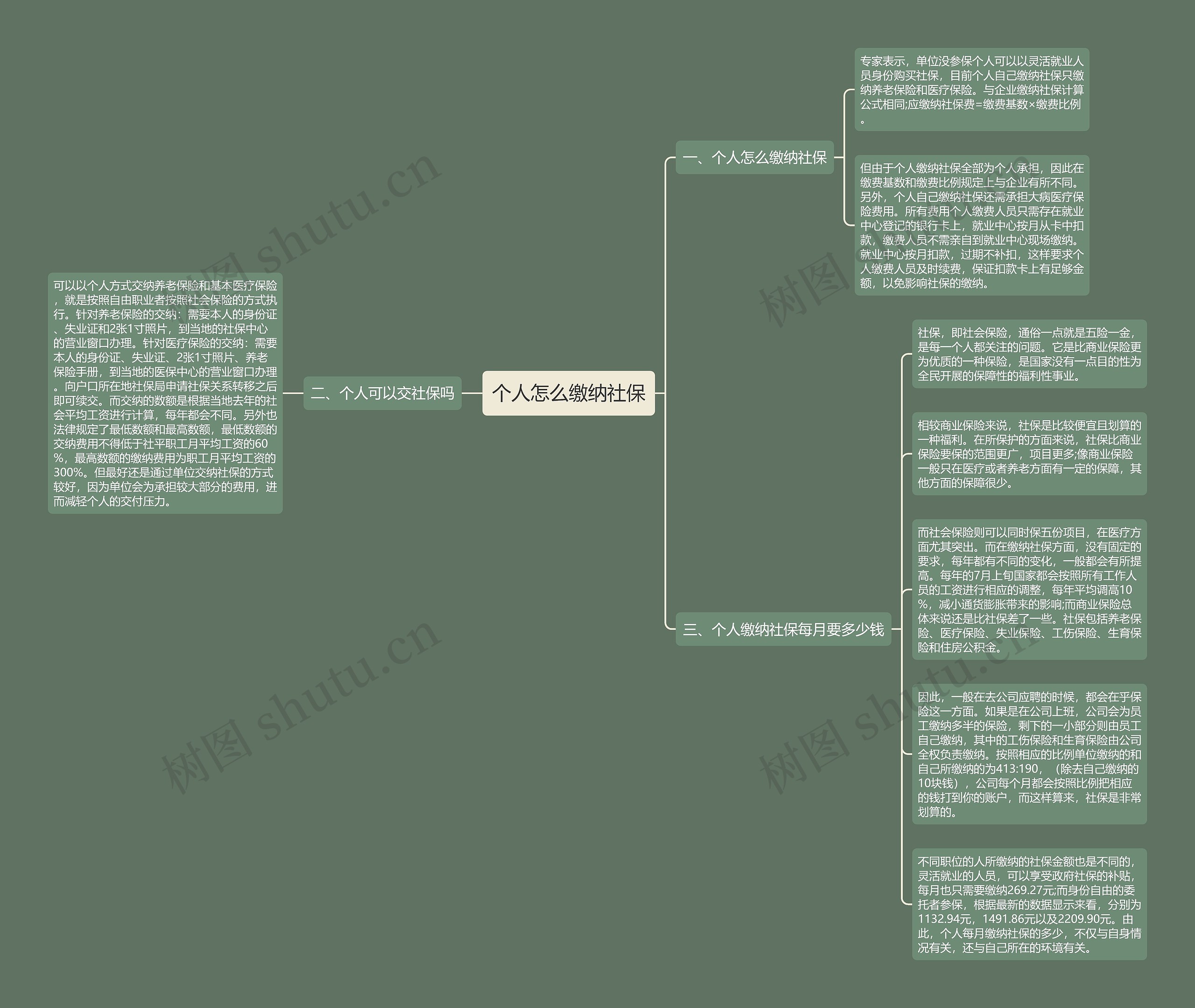 个人怎么缴纳社保思维导图