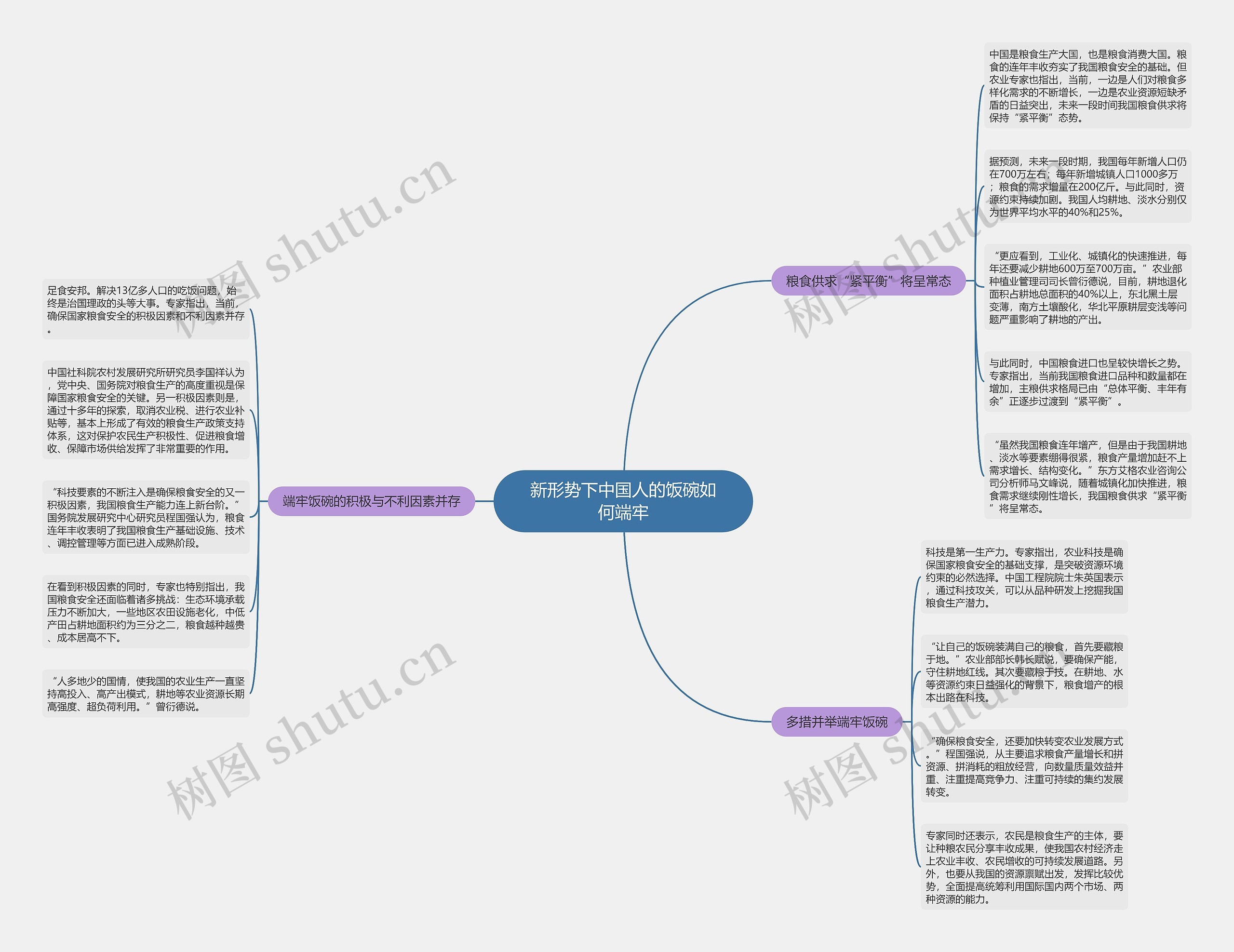 新形势下中国人的饭碗如何端牢思维导图