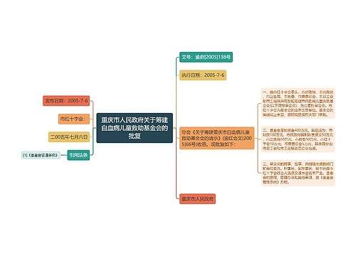 重庆市人民政府关于筹建白血病儿童救助基金会的批复