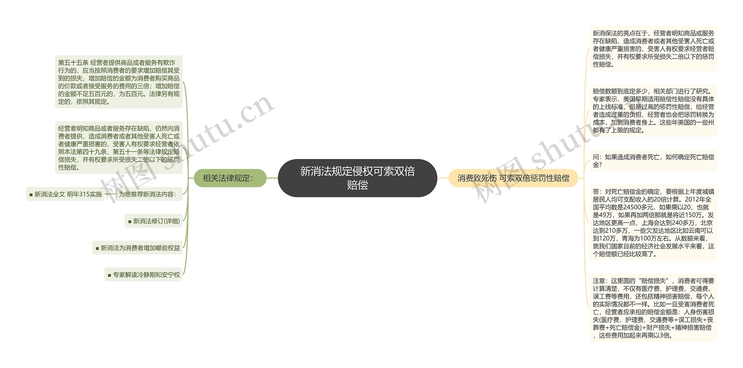 新消法规定侵权可索双倍赔偿思维导图