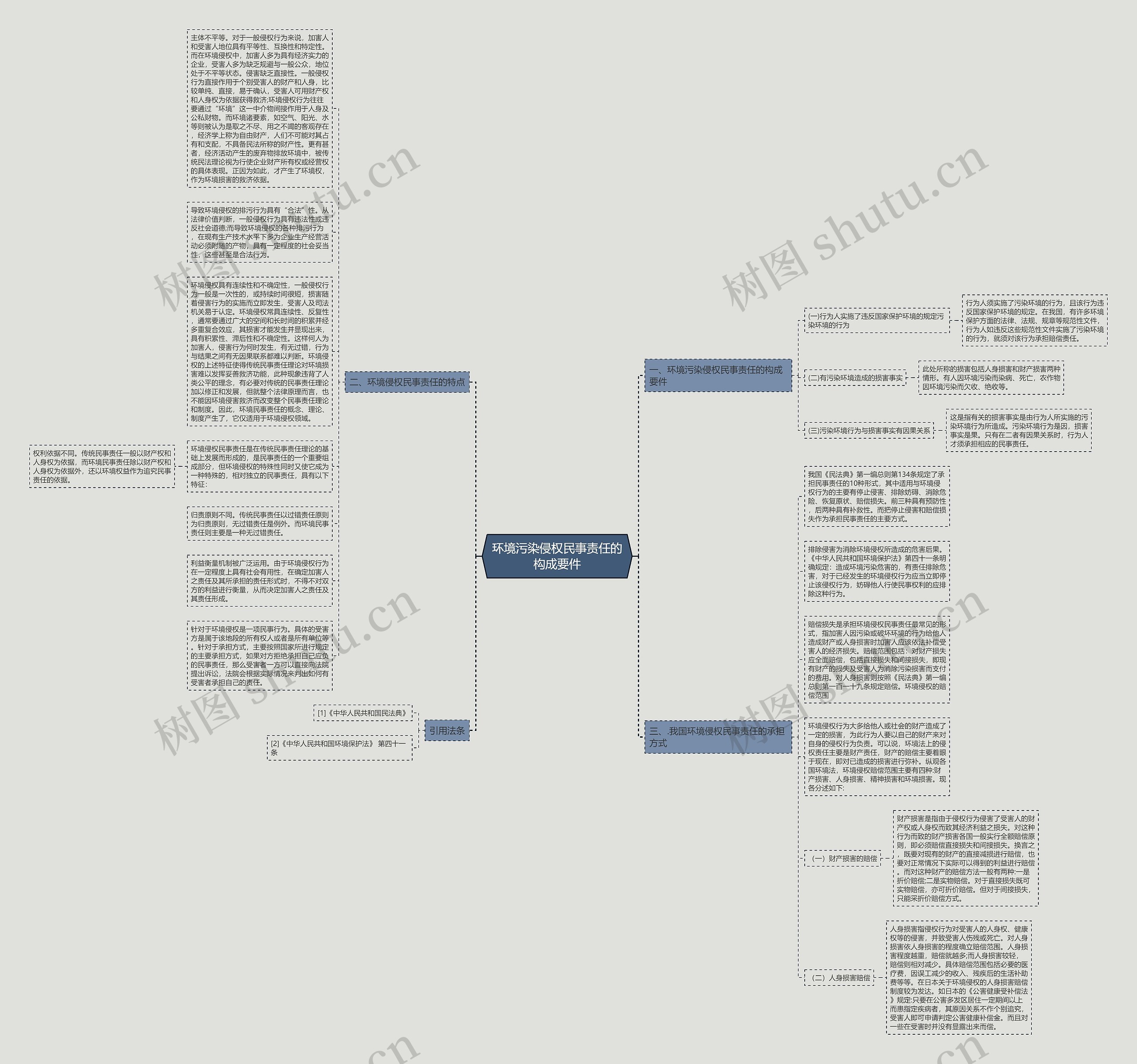 环境污染侵权民事责任的构成要件思维导图