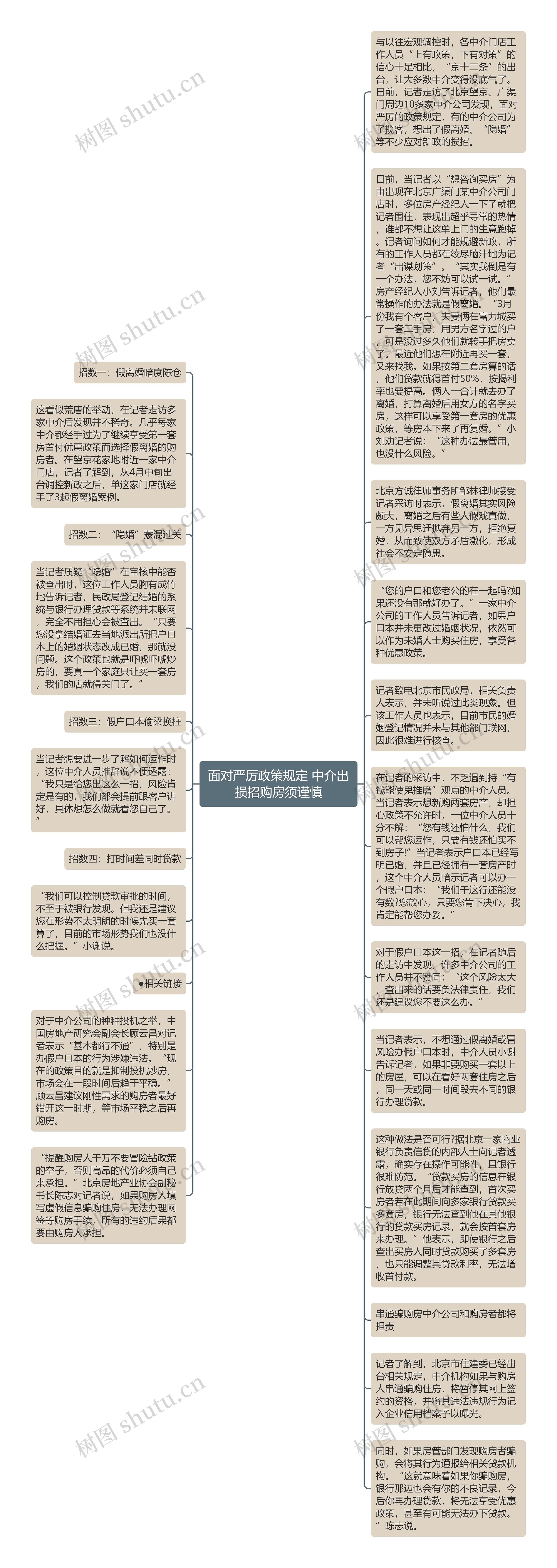 面对严厉政策规定 中介出损招购房须谨慎思维导图