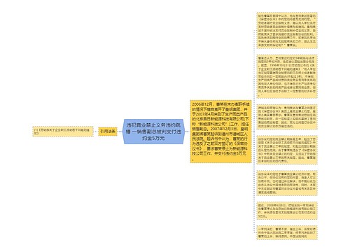 违犯竞业禁止义务违约跳槽 一销售副总被判支付违约金5万元