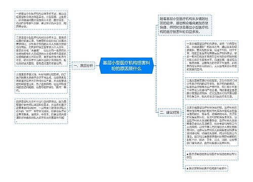 基层小型医疗机构损害纠纷的原因是什么