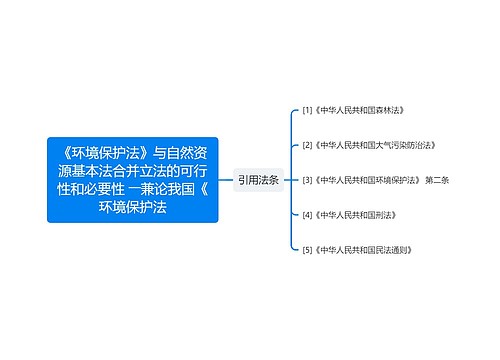 《环境保护法》与自然资源基本法合并立法的可行性和必要性 ――兼论我国《环境保护法