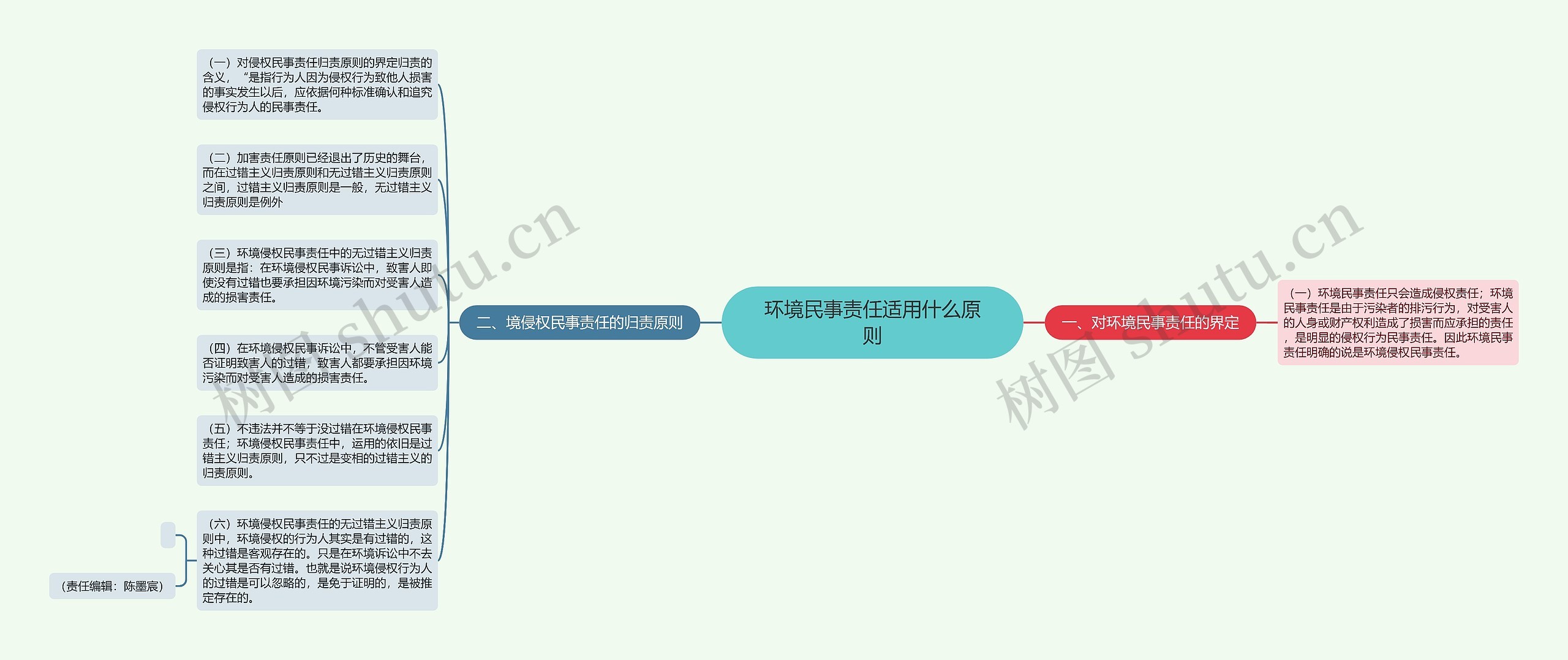 环境民事责任适用什么原则思维导图