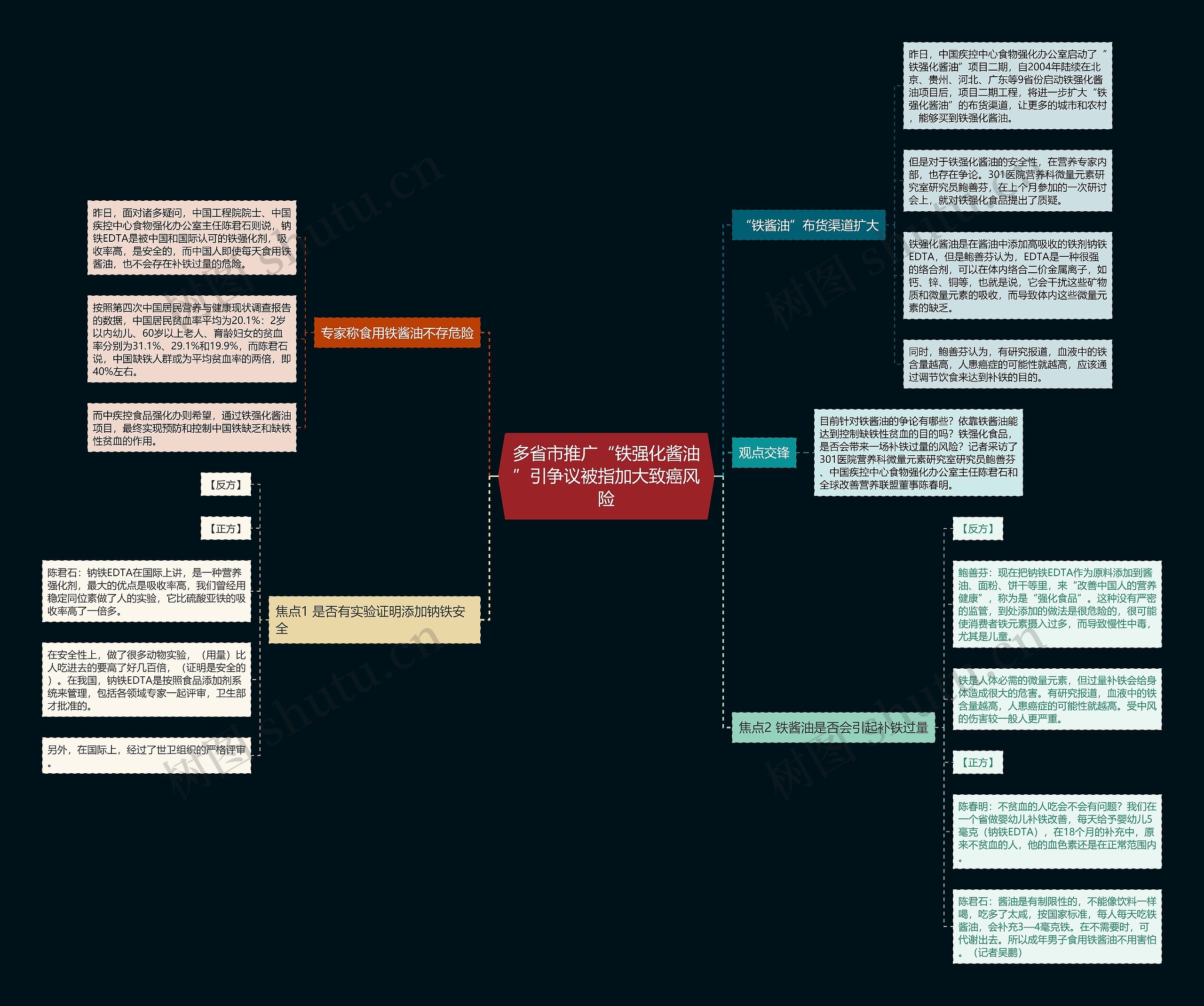 多省市推广“铁强化酱油”引争议被指加大致癌风险思维导图