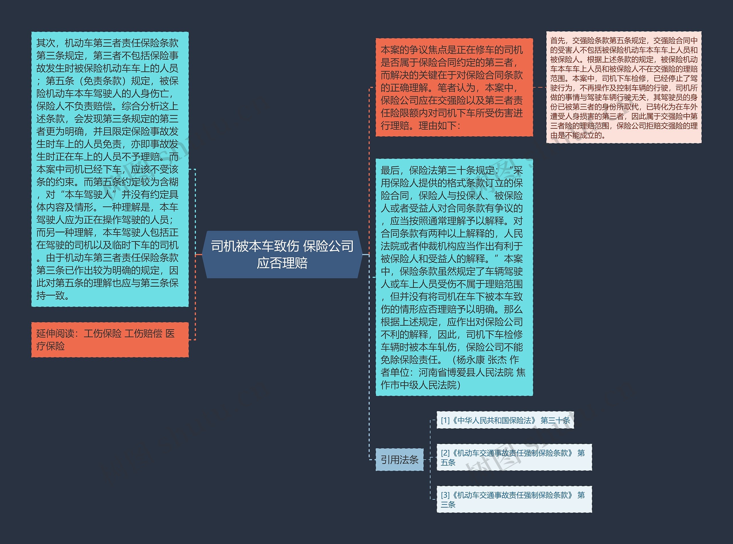 司机被本车致伤 保险公司应否理赔思维导图