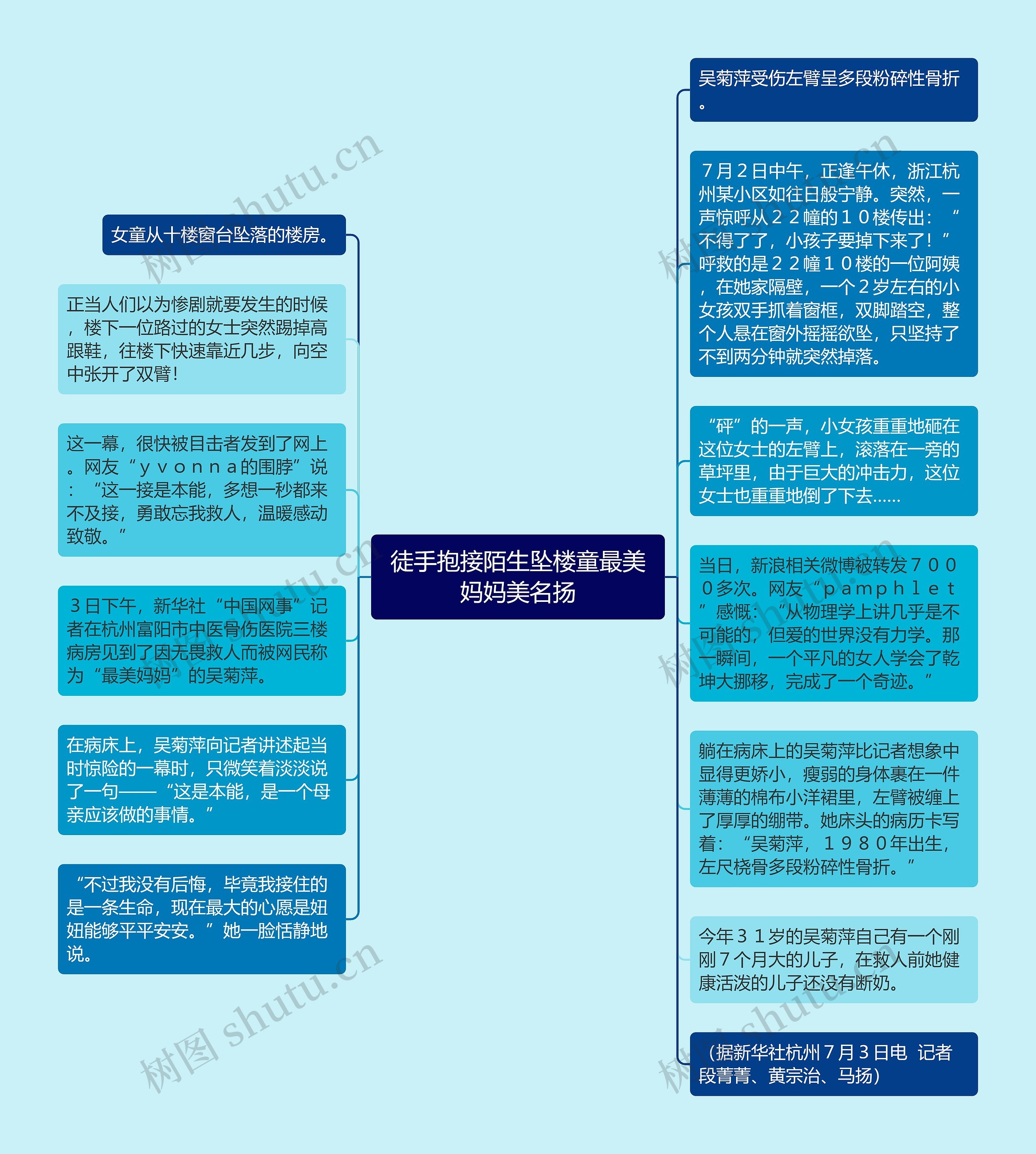 徒手抱接陌生坠楼童最美妈妈美名扬思维导图