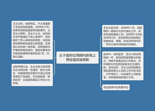 女子自称试用期内拒绝上司性骚扰被离职