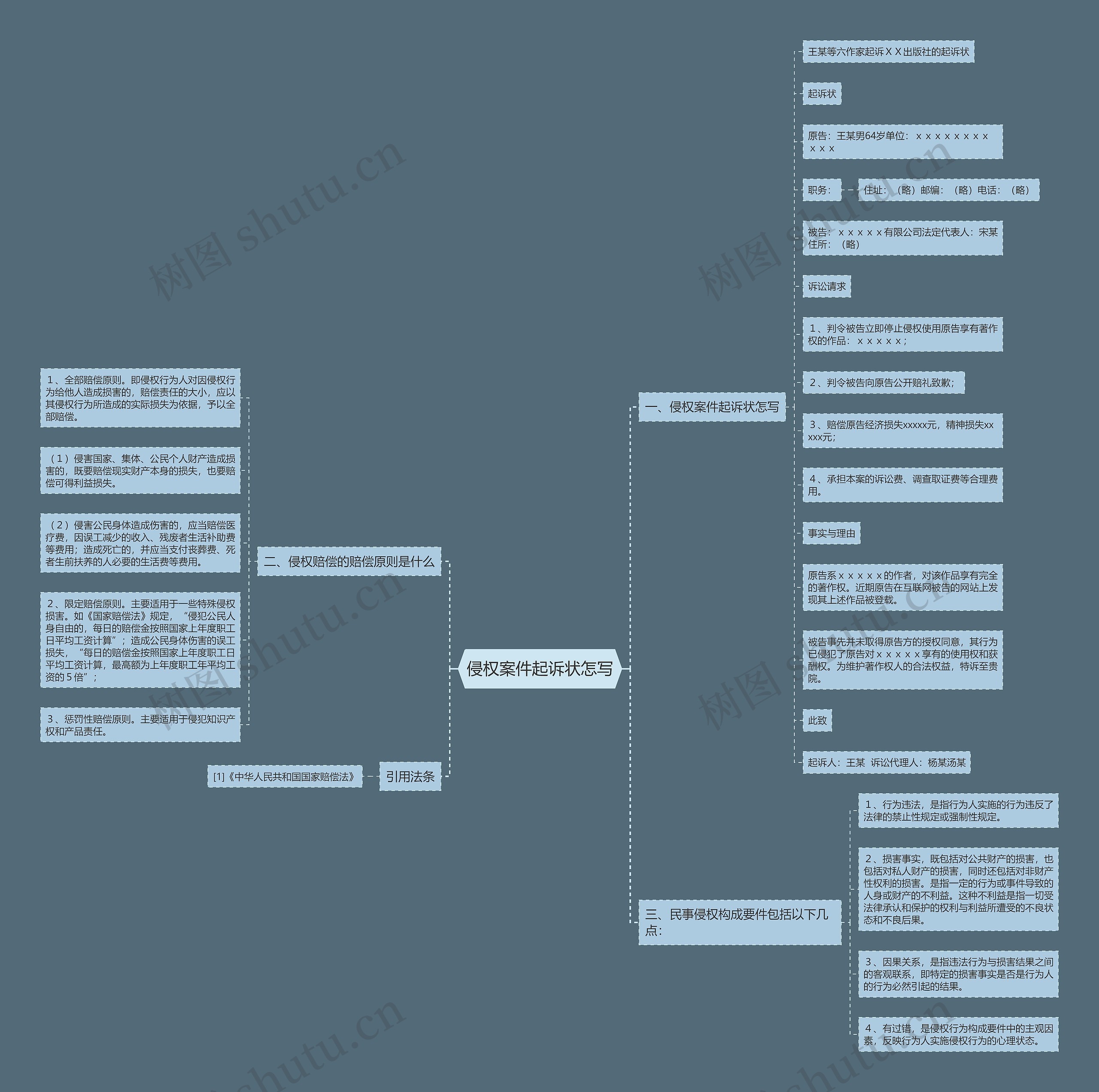 侵权案件起诉状怎写思维导图
