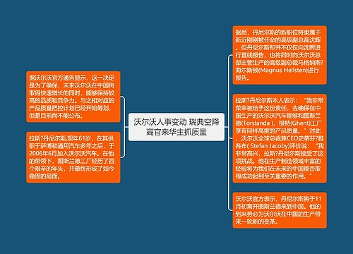 沃尔沃人事变动 瑞典空降高官来华主抓质量