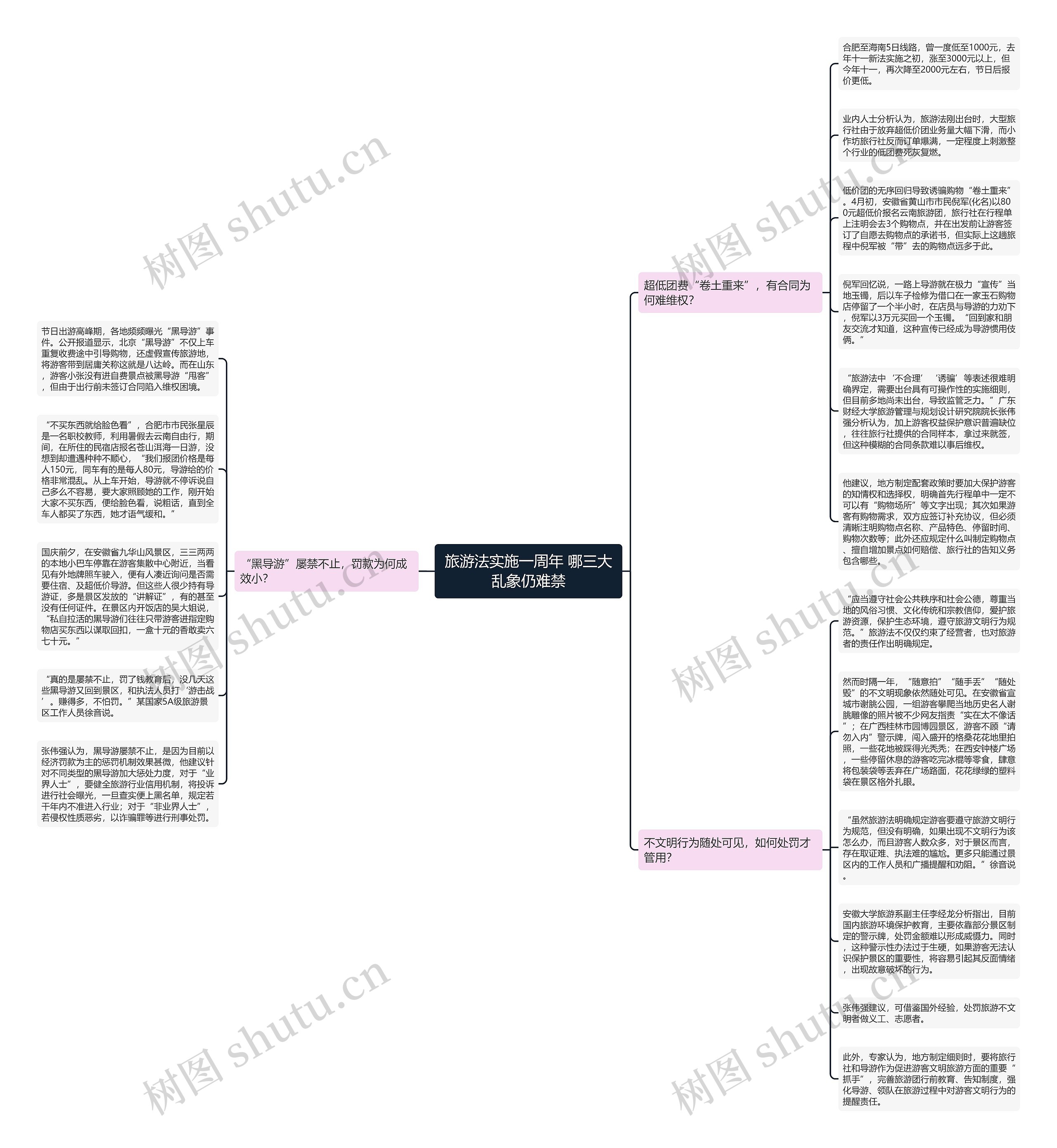 旅游法实施一周年 哪三大乱象仍难禁思维导图