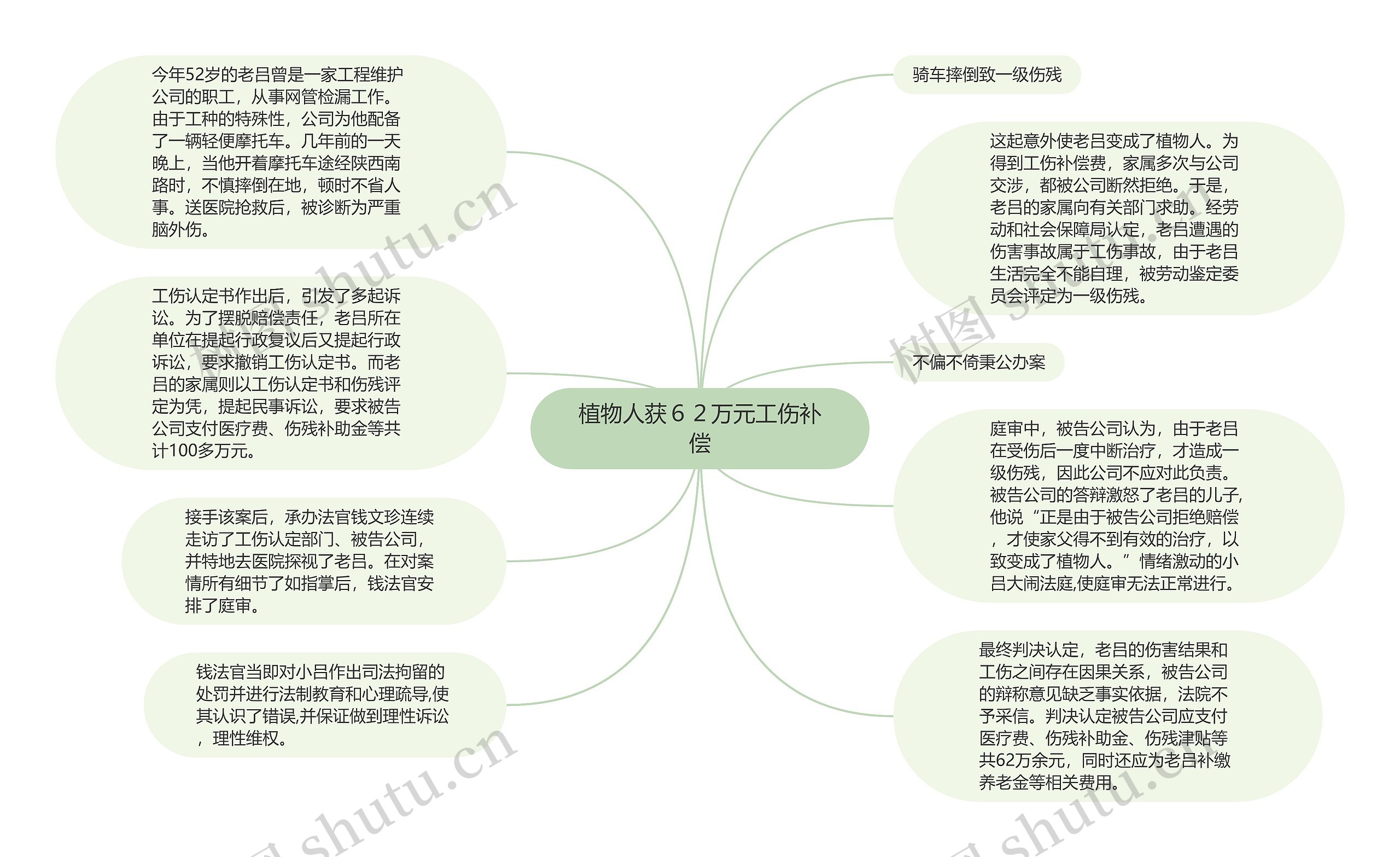 植物人获６２万元工伤补偿思维导图