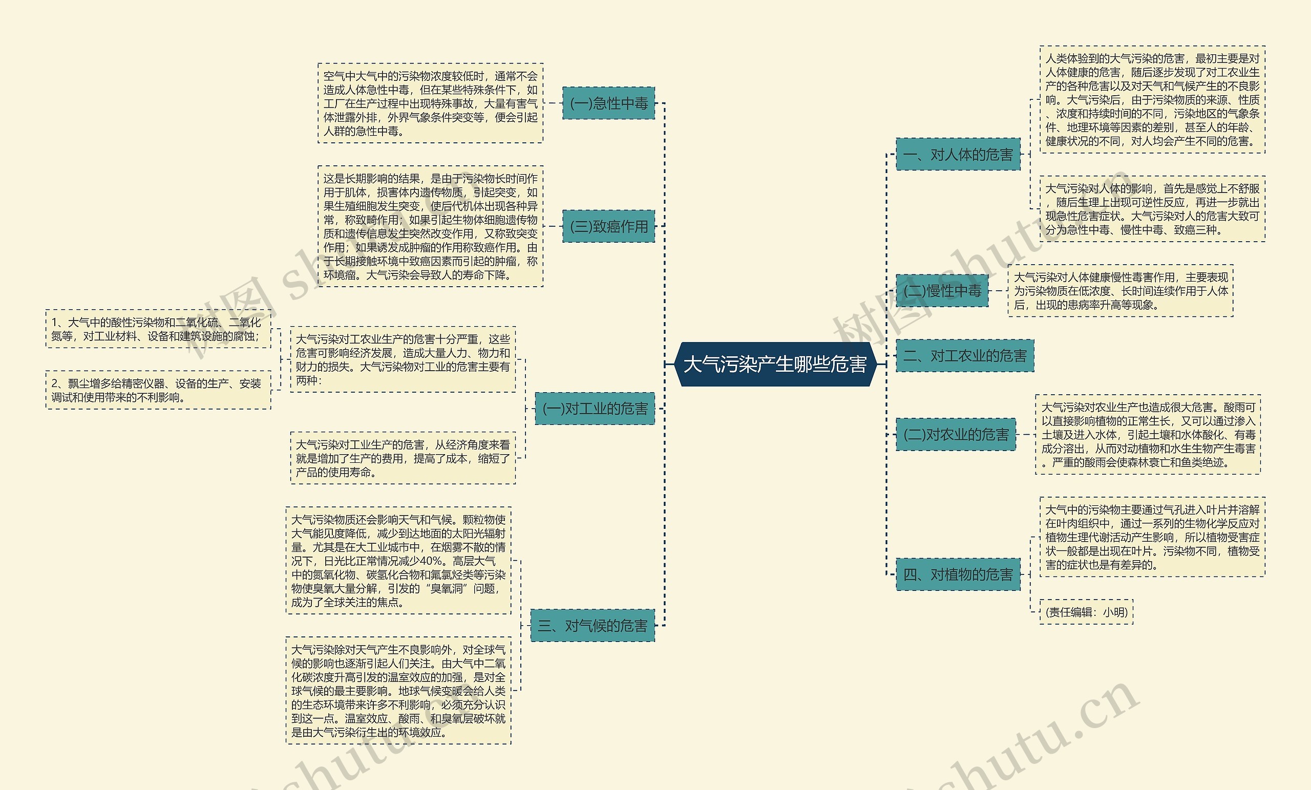 大气污染产生哪些危害思维导图