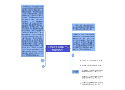 :公司能否终止怀孕女工徐某的劳动合同?