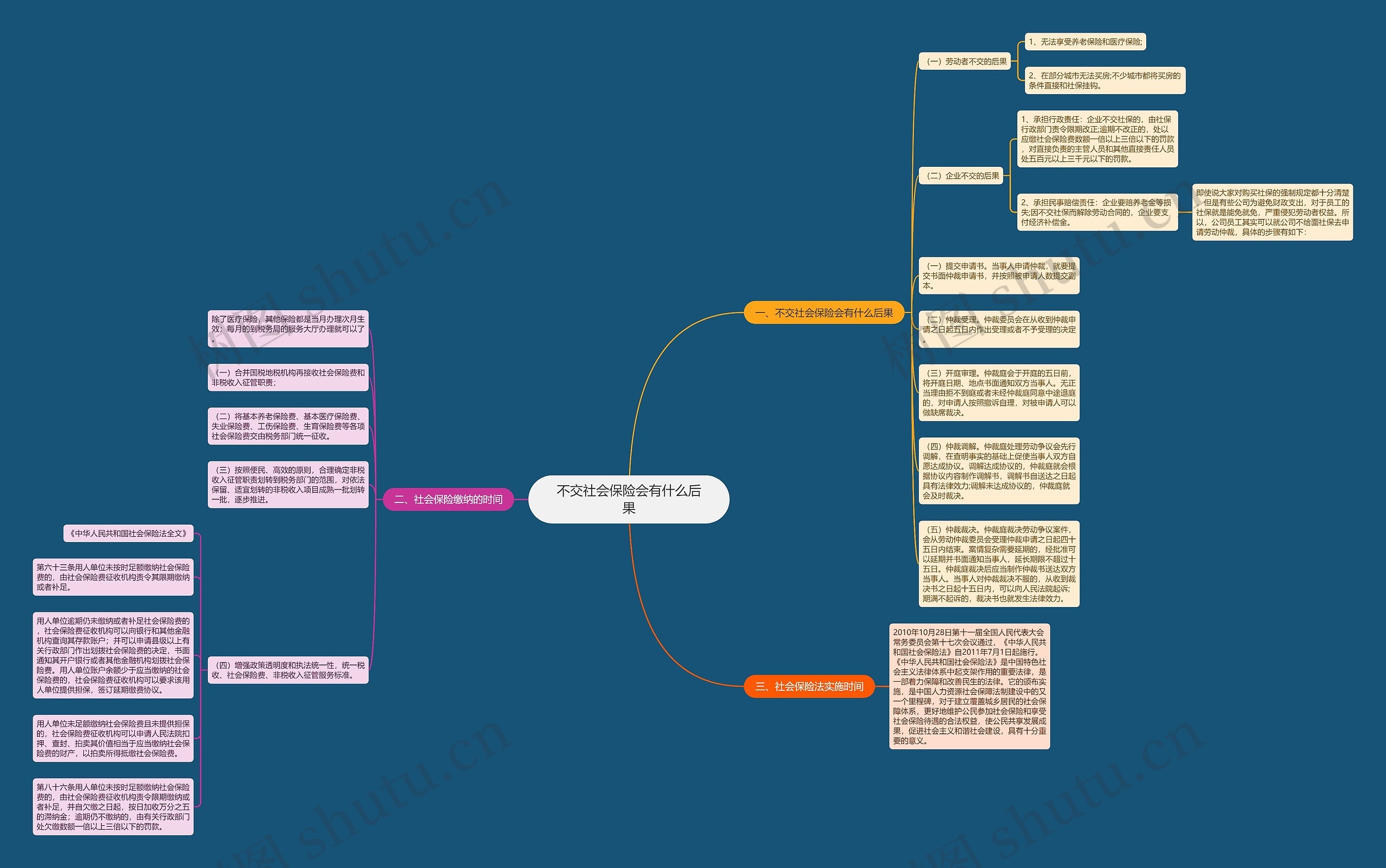 不交社会保险会有什么后果思维导图