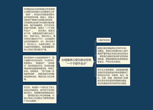 刘明康表示受灾群众存款“一个子都不会少”