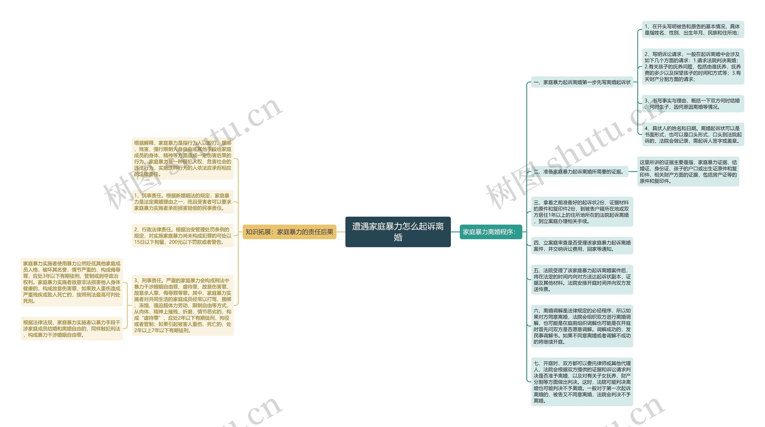 遭遇家庭暴力怎么起诉离婚思维导图