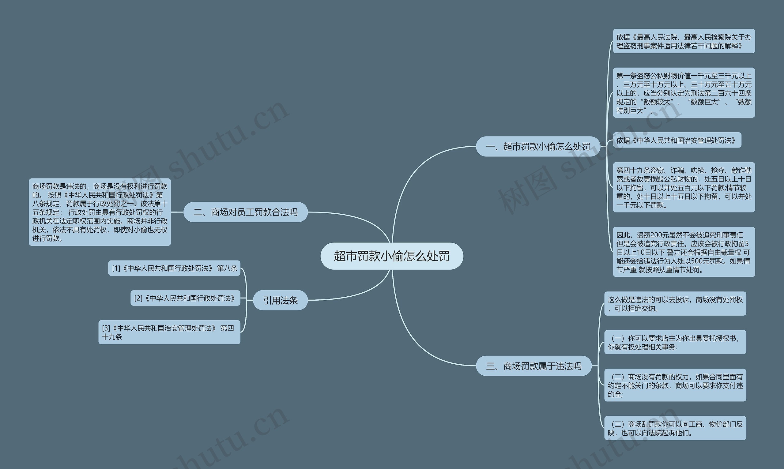 超市罚款小偷怎么处罚思维导图