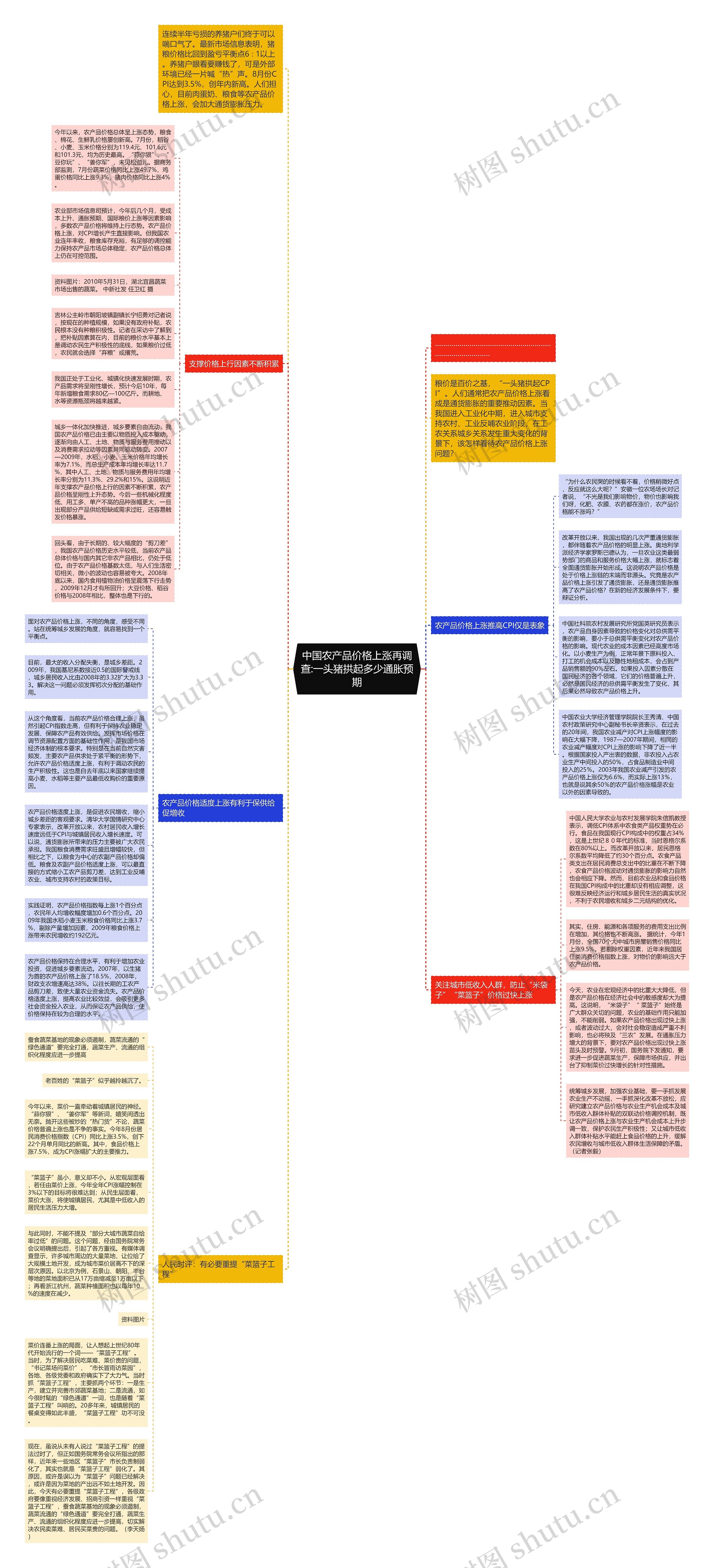 中国农产品价格上涨再调查:一头猪拱起多少通胀预期思维导图