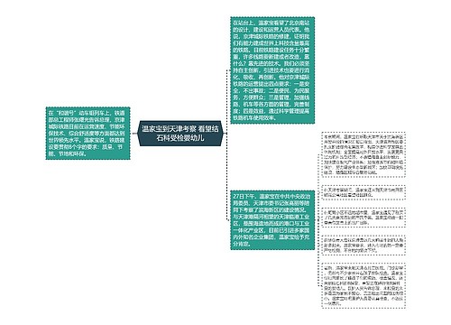 温家宝到天津考察 看望结石科受检婴幼儿