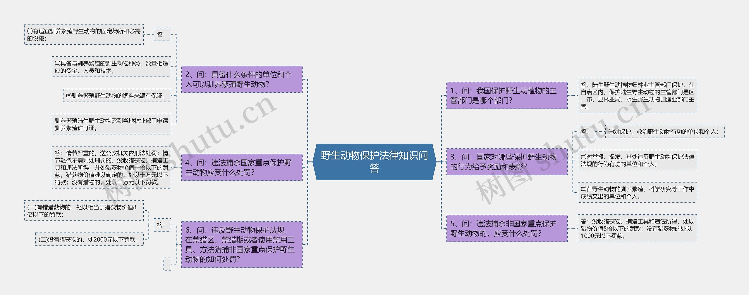 野生动物保护法律知识问答思维导图