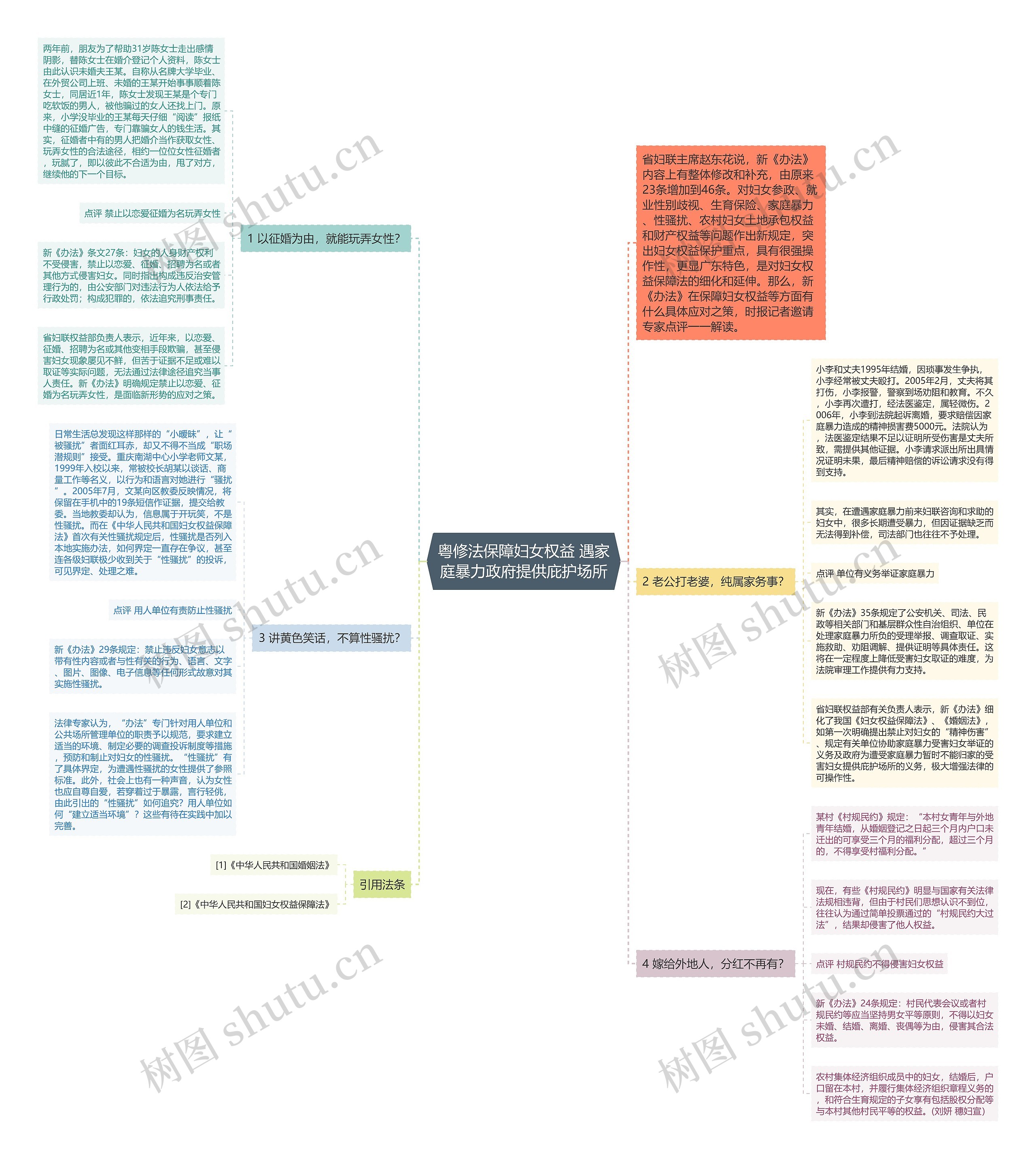粤修法保障妇女权益 遇家庭暴力政府提供庇护场所思维导图