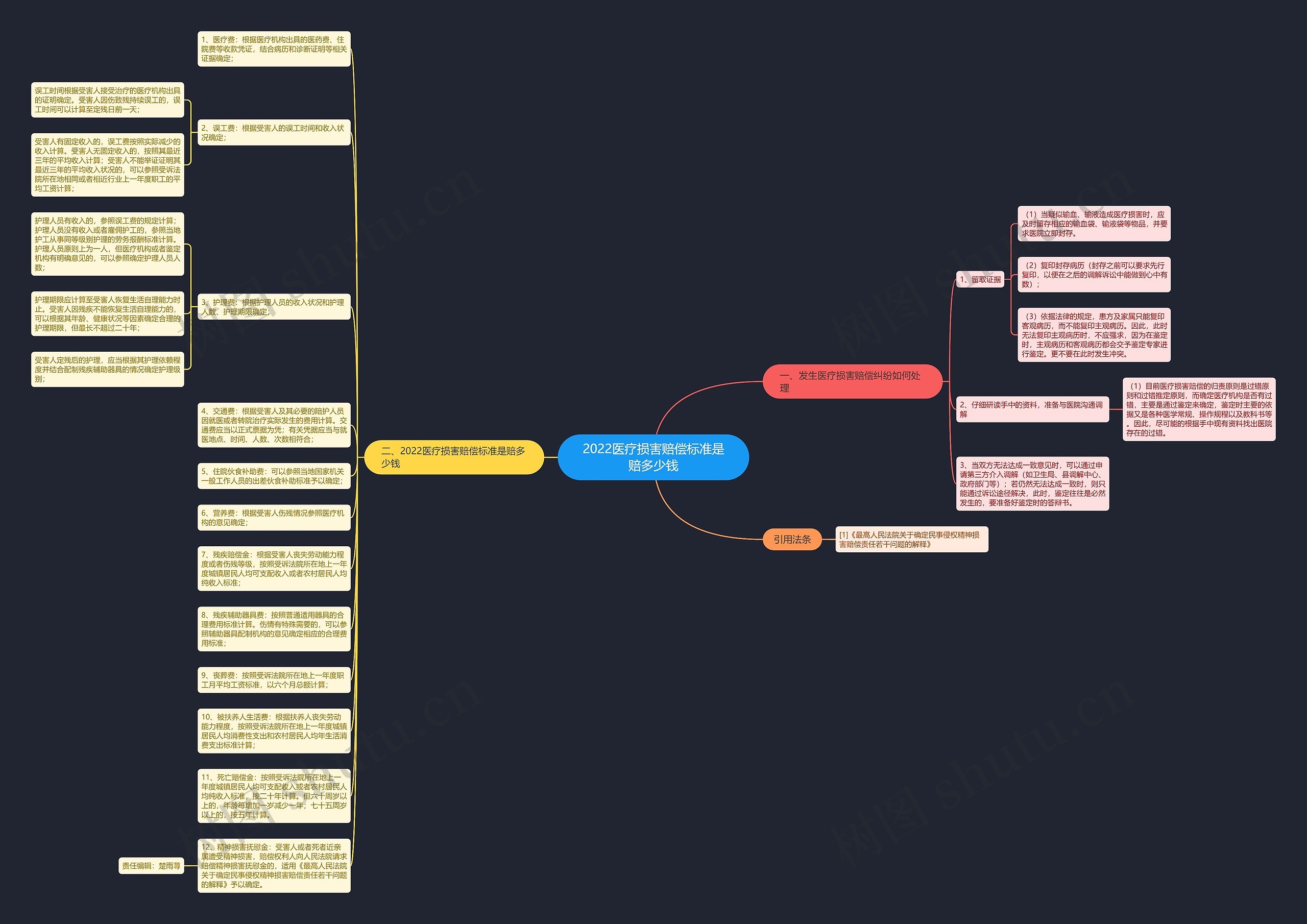 2022医疗损害赔偿标准是赔多少钱思维导图