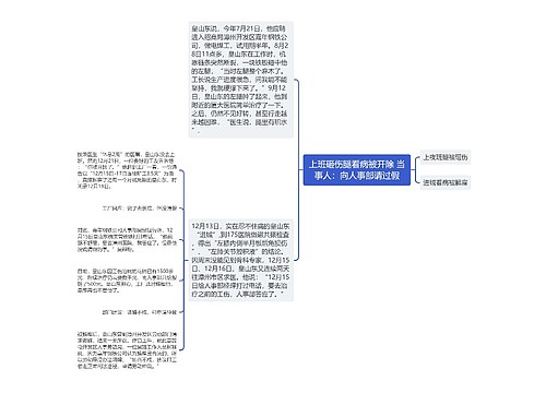 上班砸伤腿看病被开除 当事人：向人事部请过假