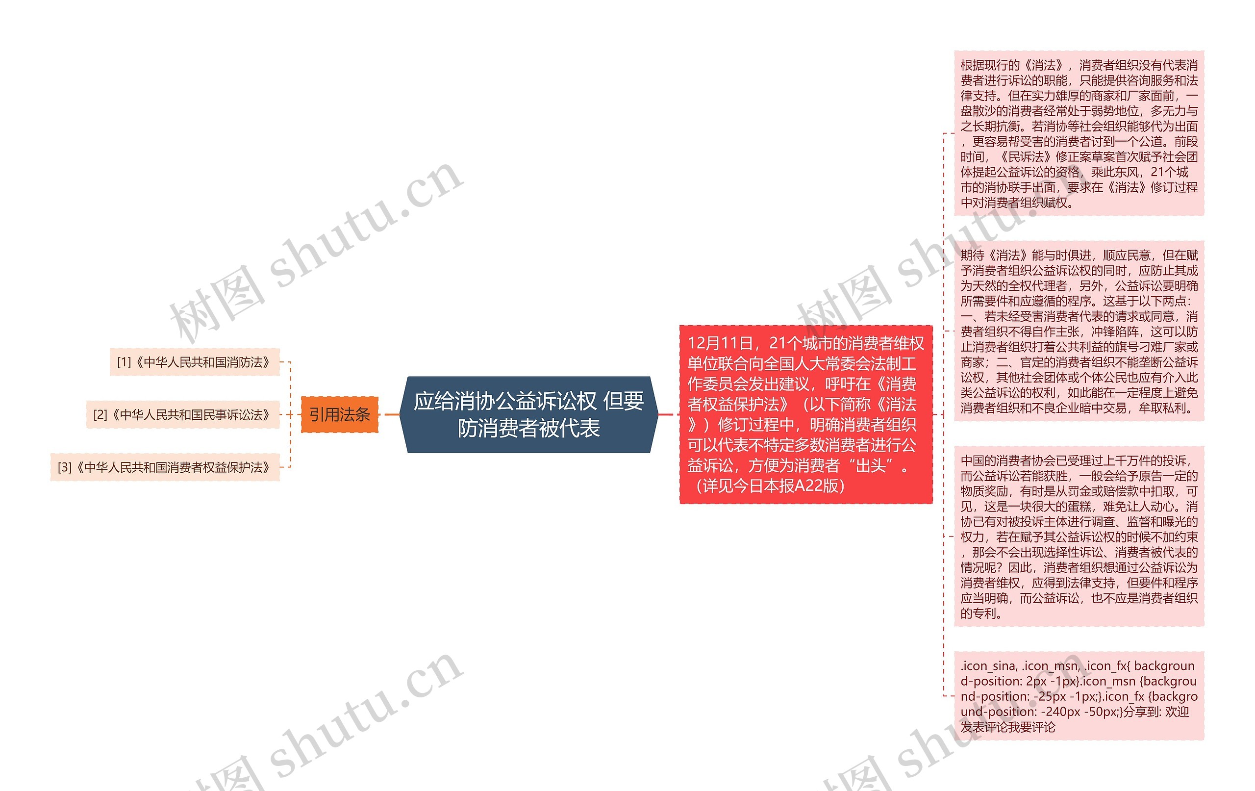 应给消协公益诉讼权 但要防消费者被代表思维导图