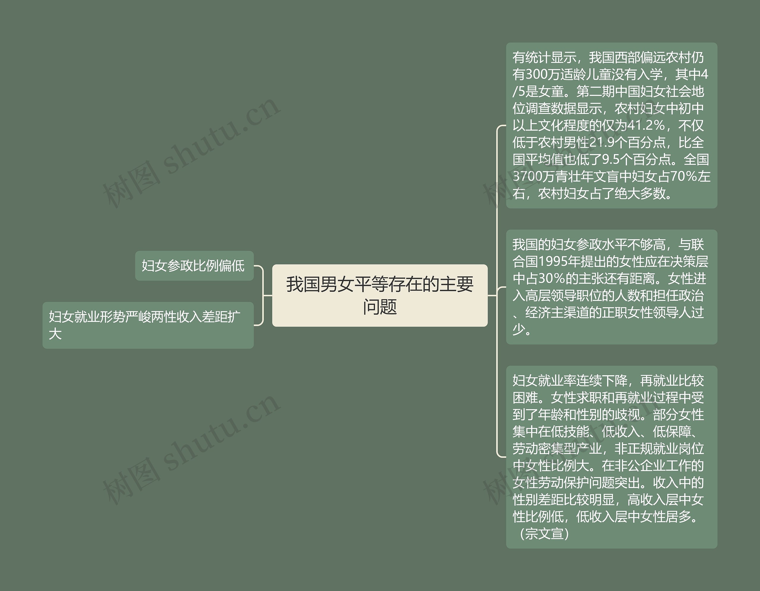 我国男女平等存在的主要问题思维导图