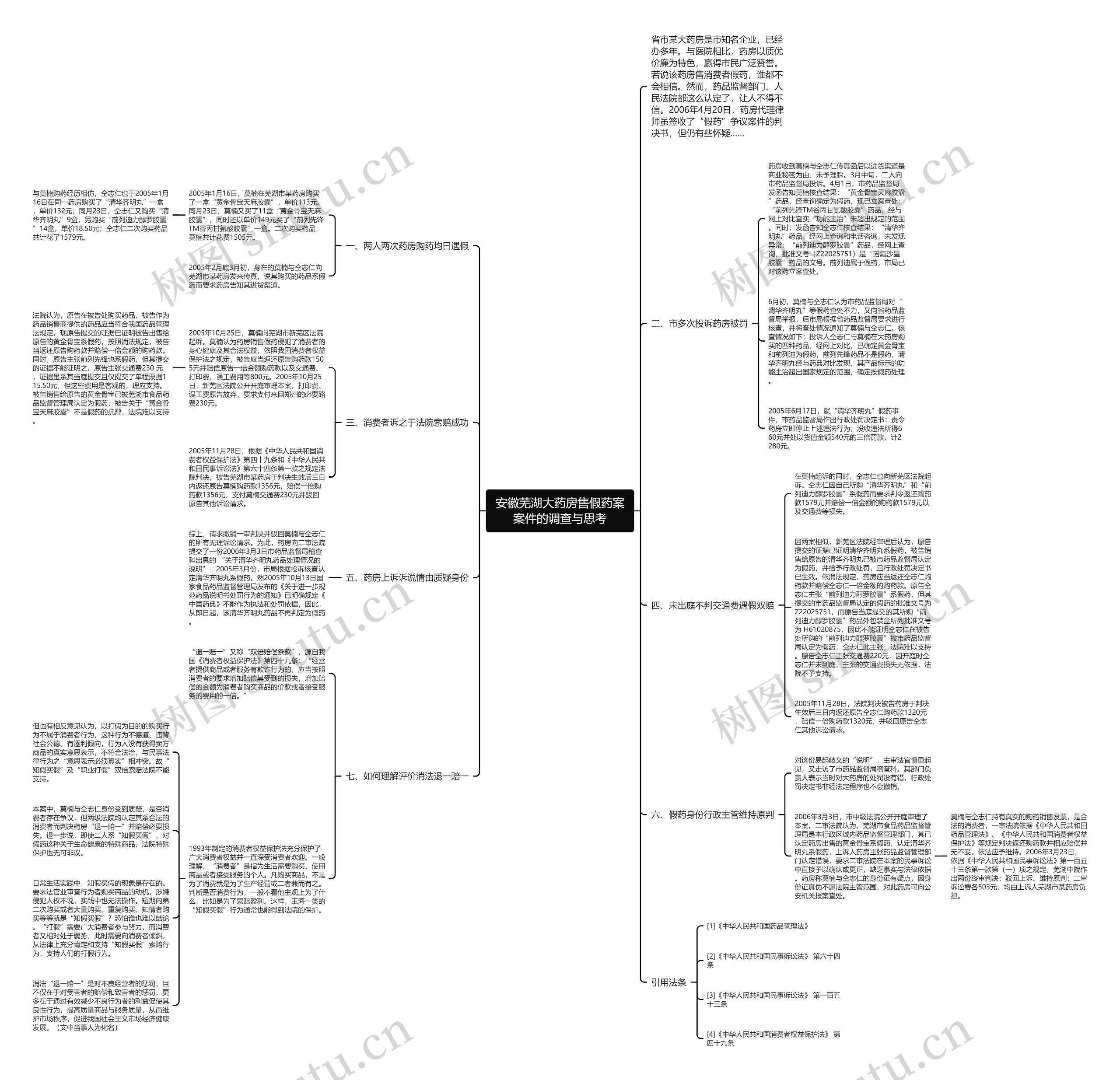 安徽芜湖大药房售假药案案件的调查与思考思维导图