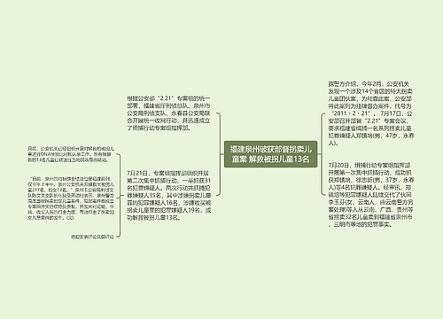 福建泉州破获部督拐卖儿童案 解救被拐儿童13名