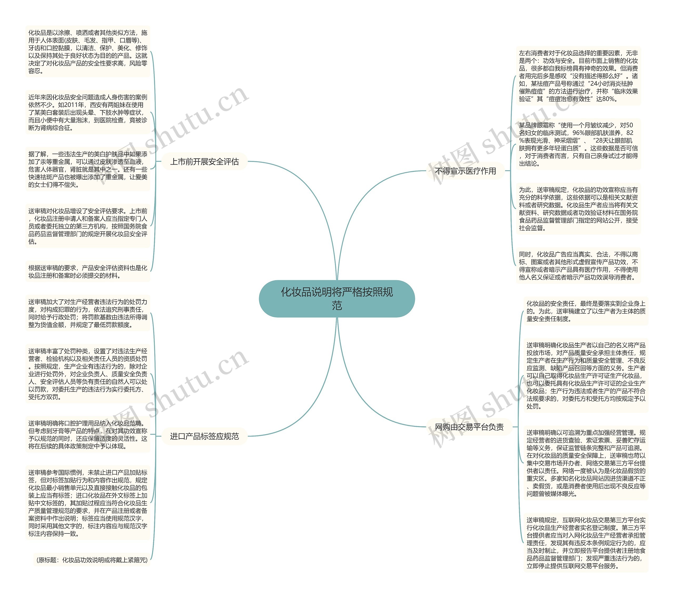 化妆品说明将严格按照规范思维导图