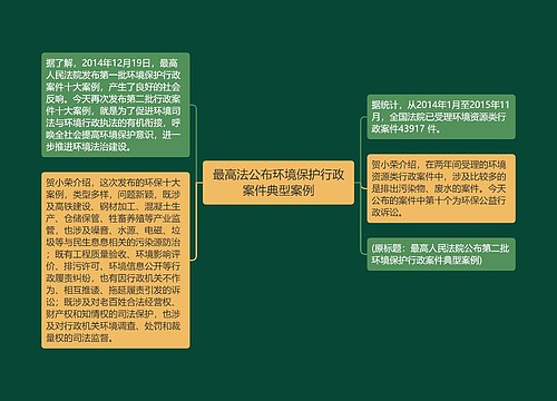 最高法公布环境保护行政案件典型案例