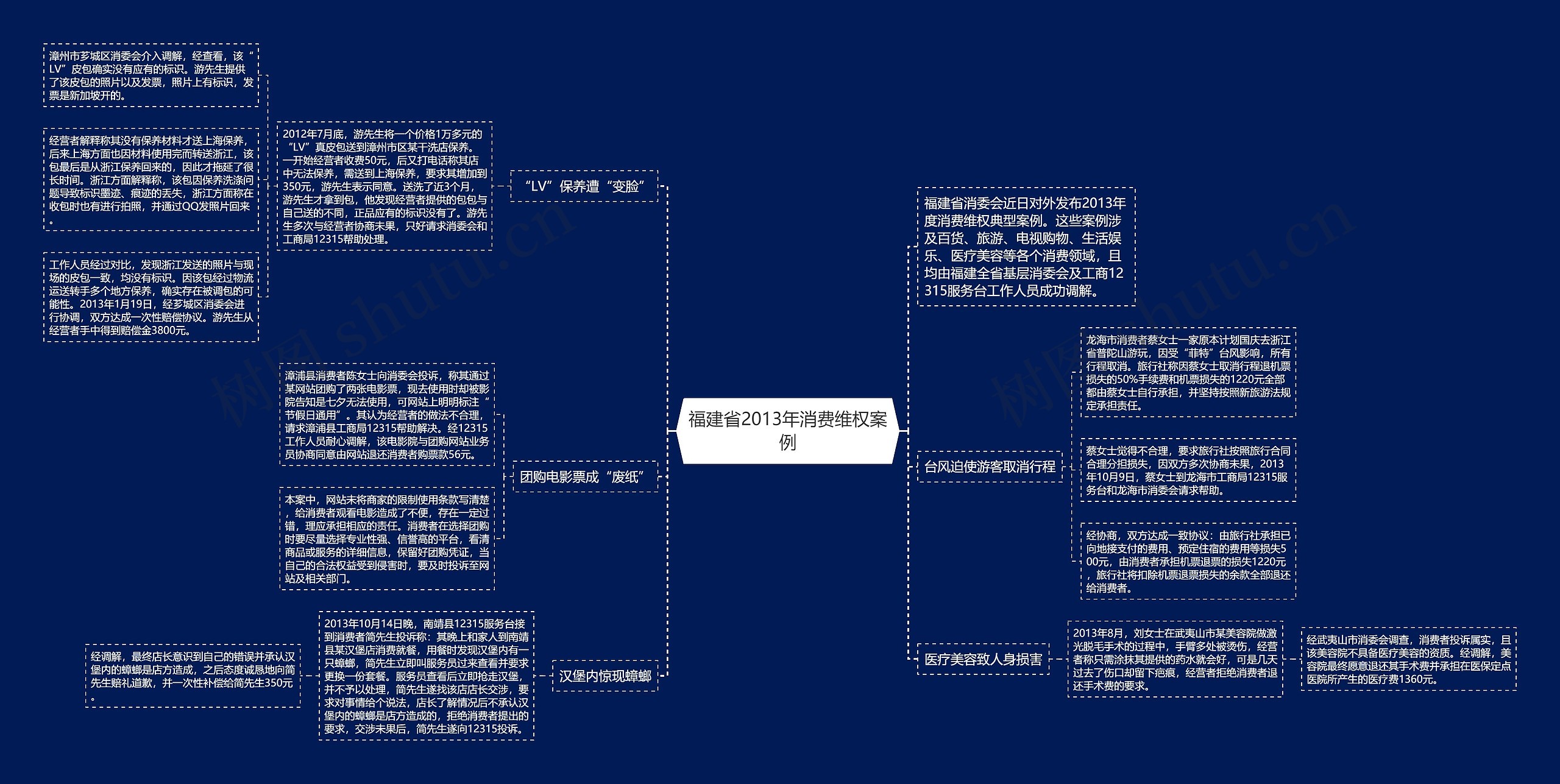 福建省2013年消费维权案例思维导图