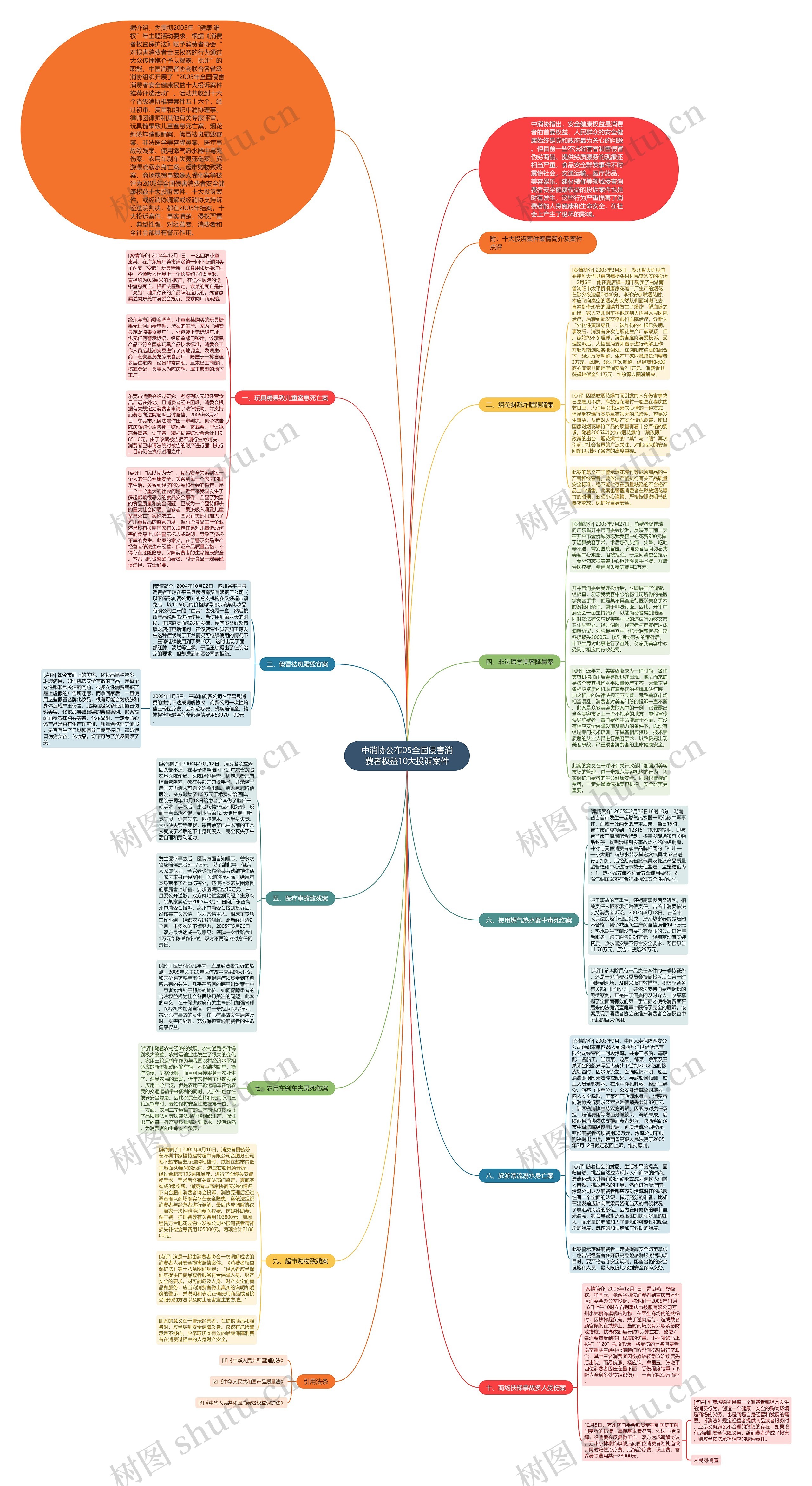 中消协公布05全国侵害消费者权益10大投诉案件思维导图