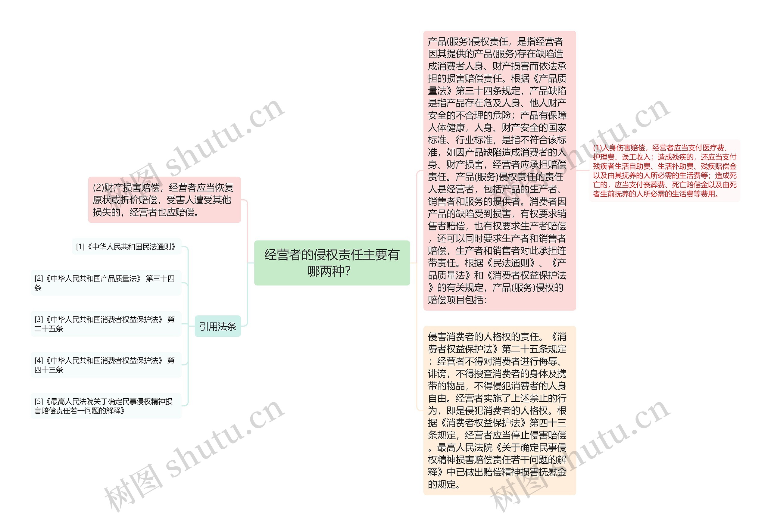 经营者的侵权责任主要有哪两种？思维导图