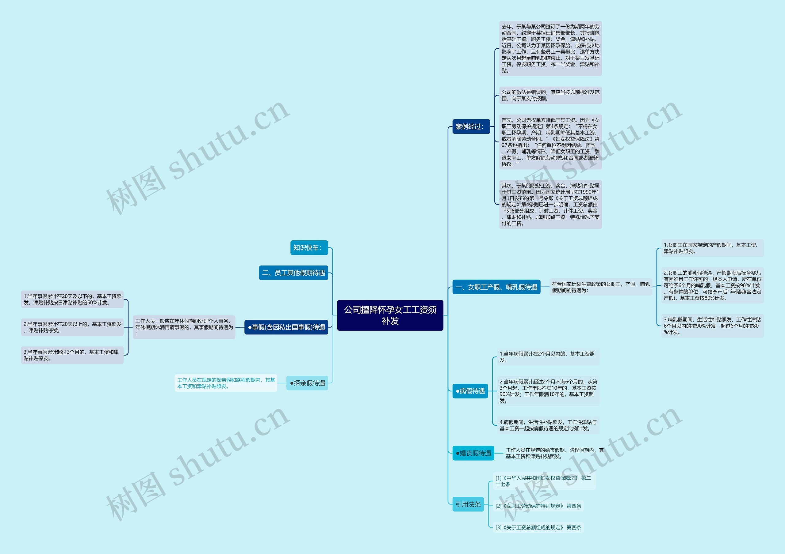 公司擅降怀孕女工工资须补发思维导图