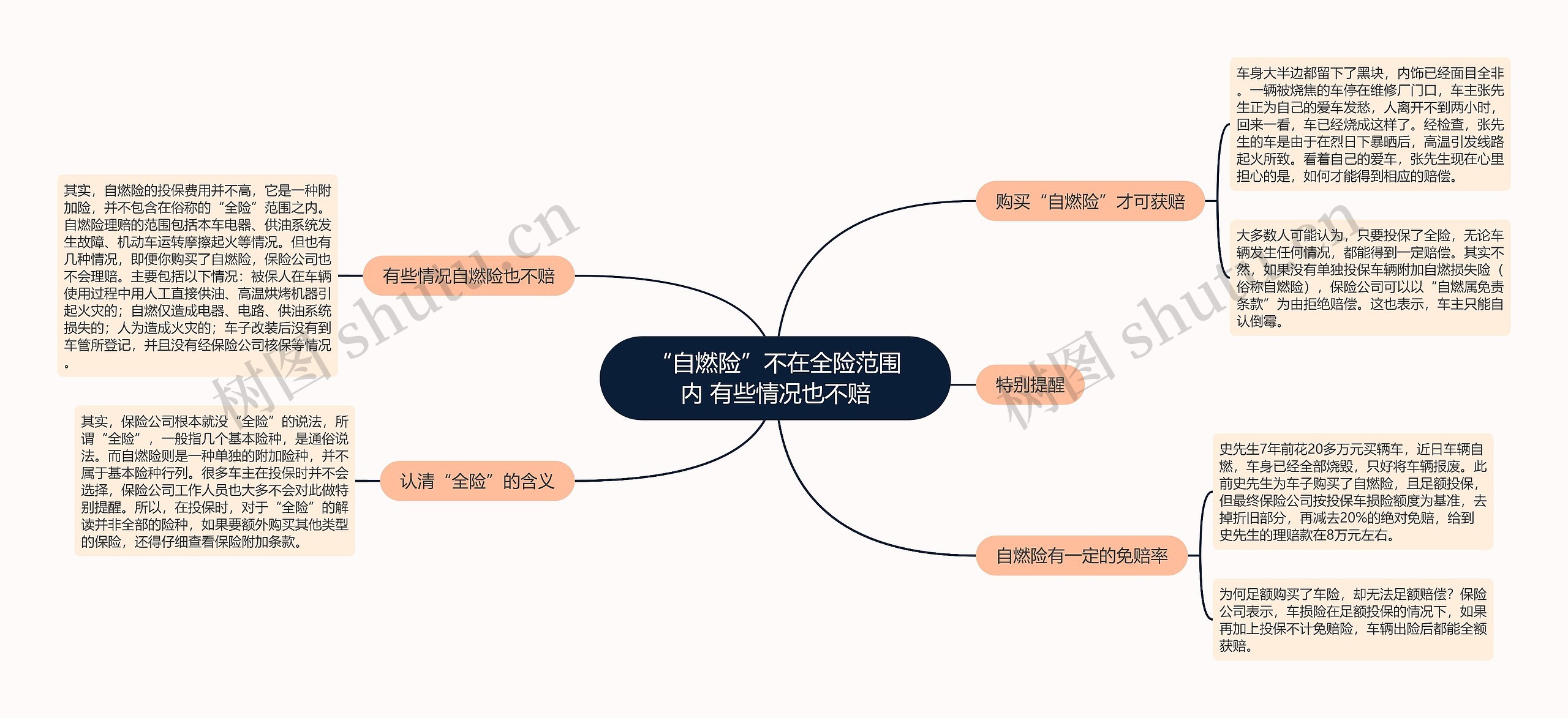 “自燃险”不在全险范围内 有些情况也不赔思维导图