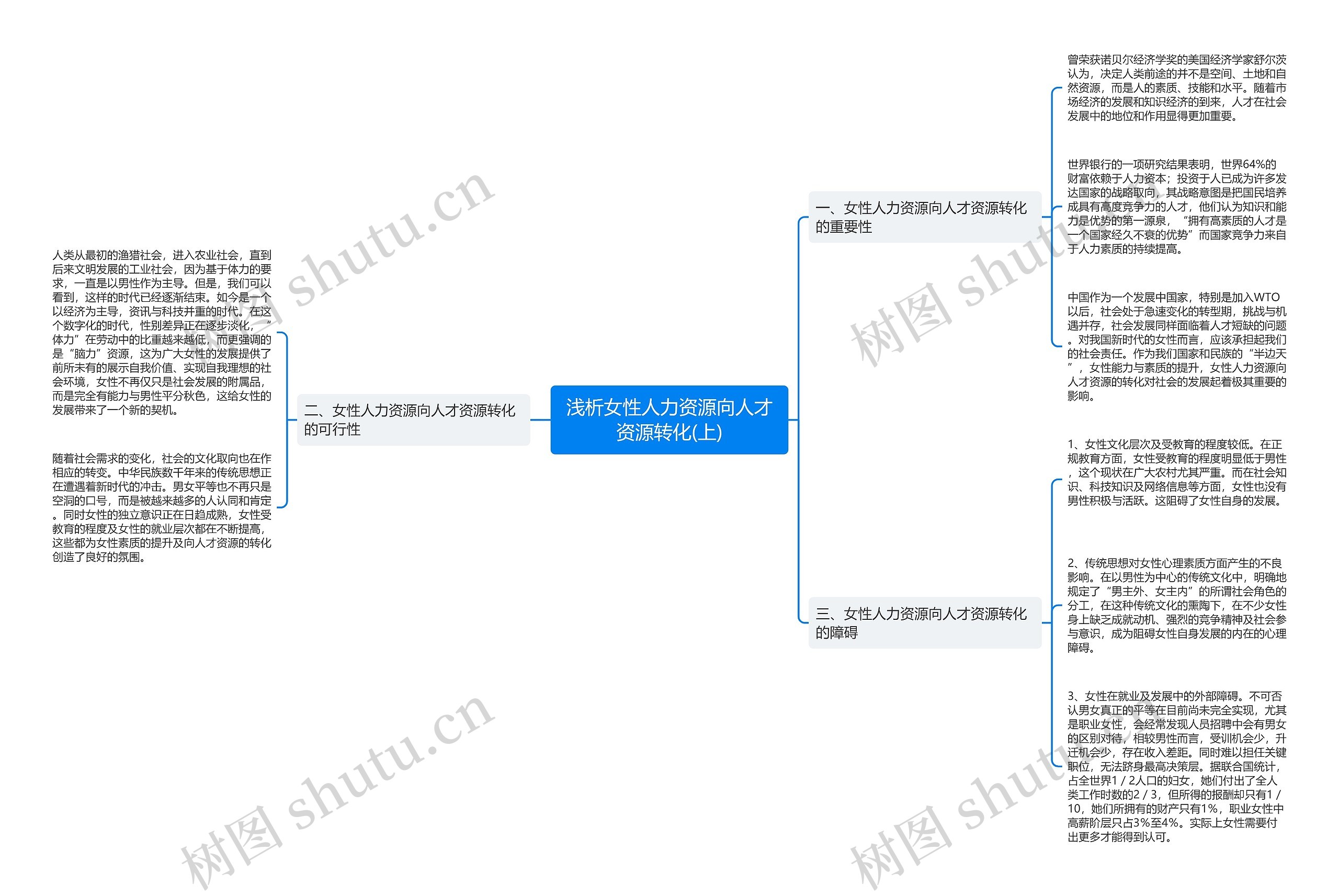 浅析女性人力资源向人才资源转化(上)思维导图