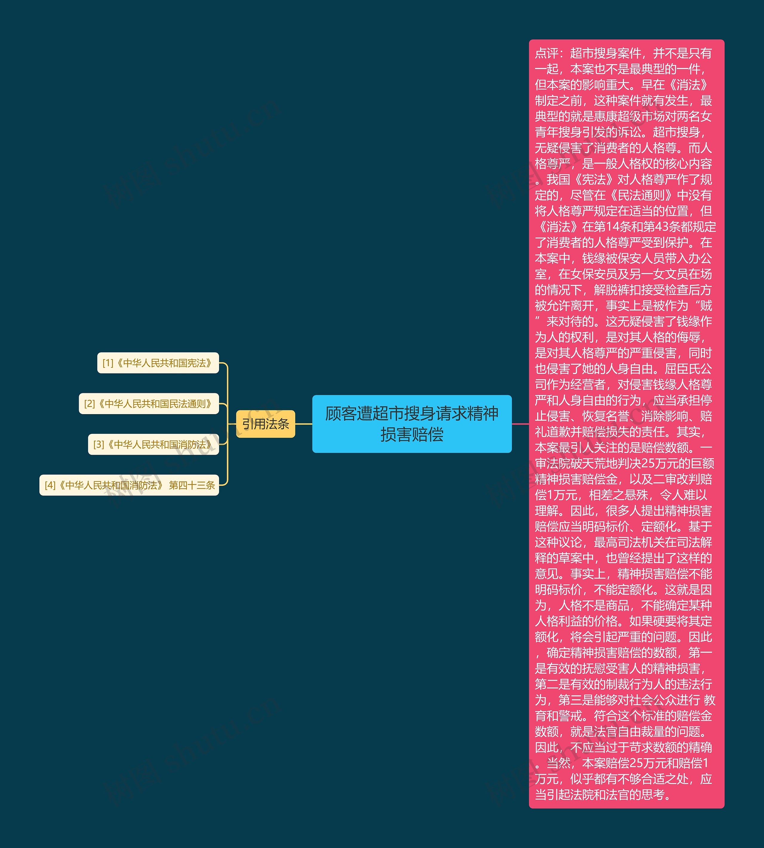 顾客遭超市搜身请求精神损害赔偿思维导图