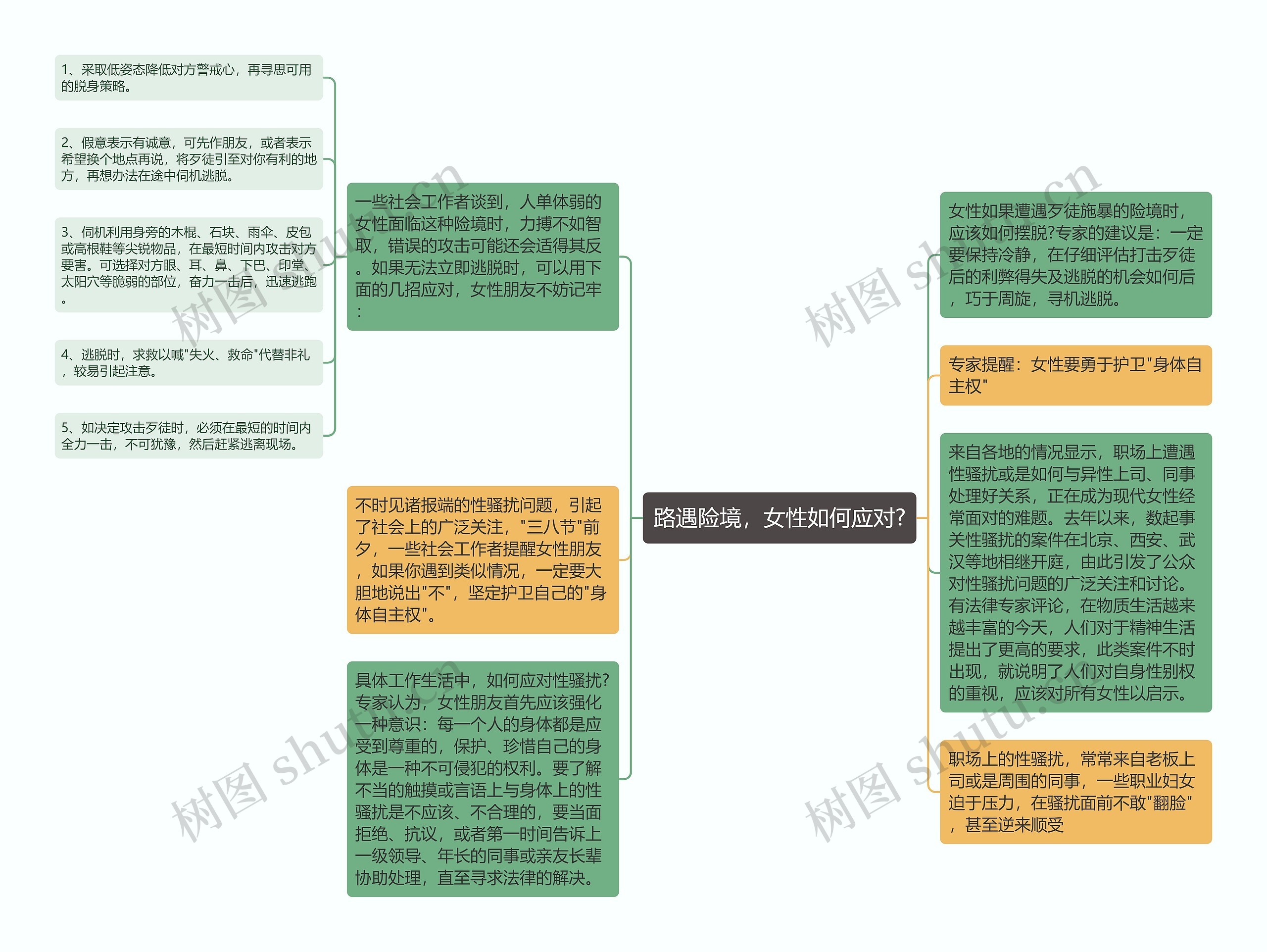 路遇险境，女性如何应对?思维导图