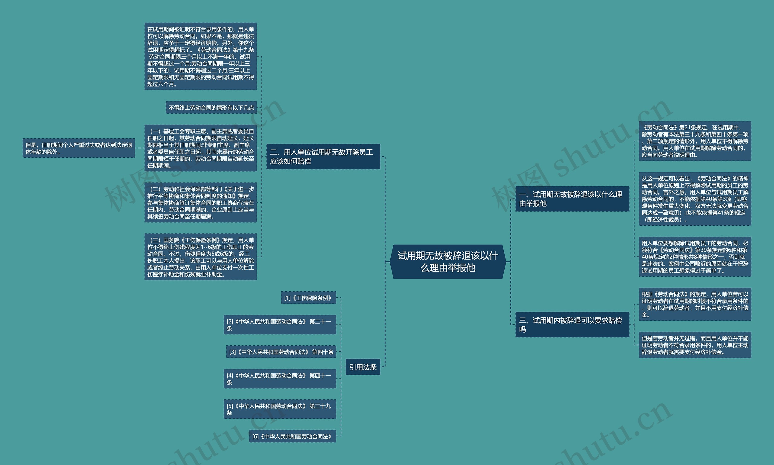试用期无故被辞退该以什么理由举报他思维导图