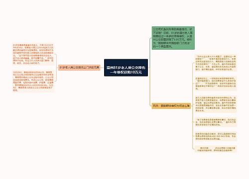 
温州81岁老人乘公交摔伤一年维权获赔10万元
