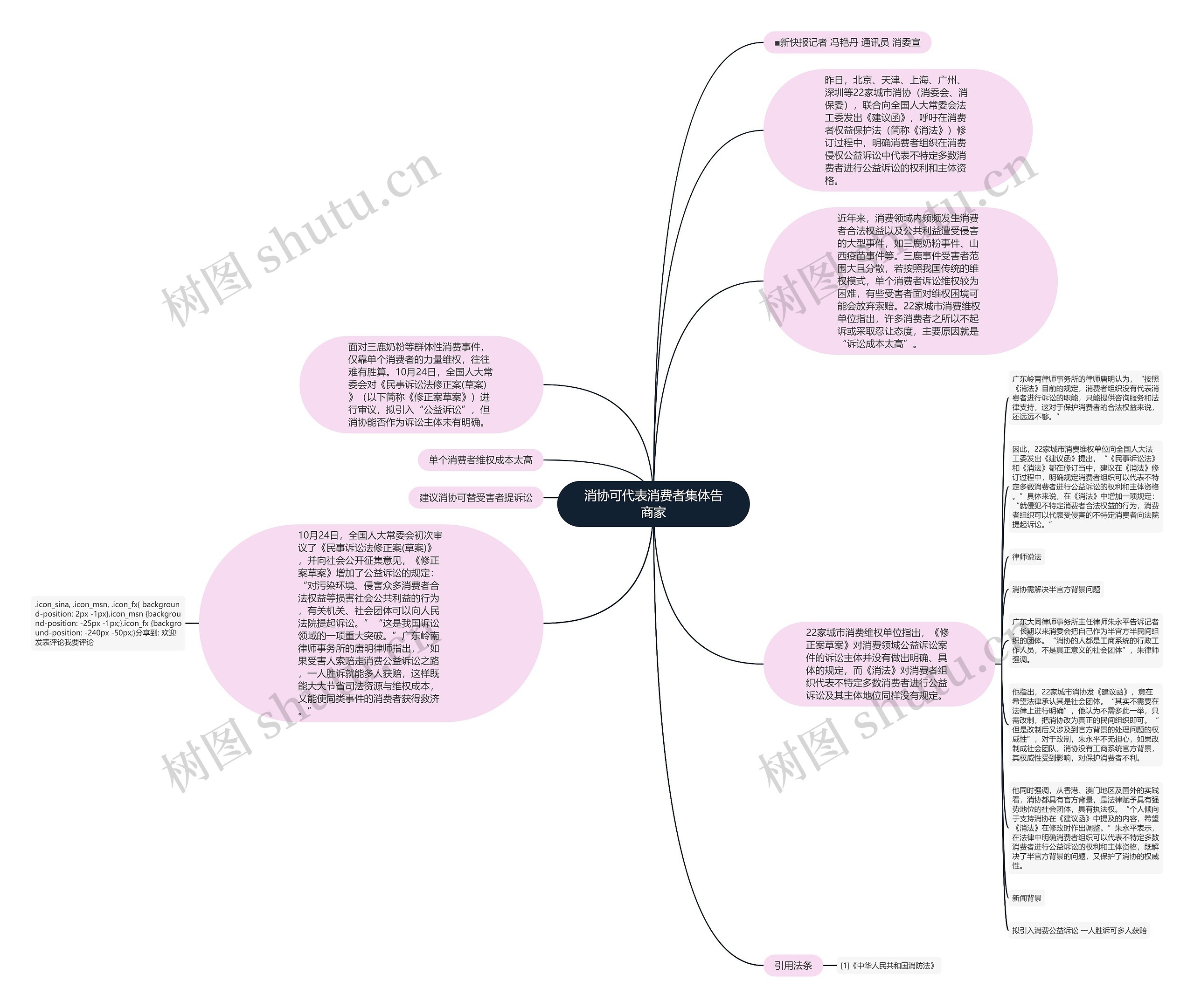 消协可代表消费者集体告商家思维导图